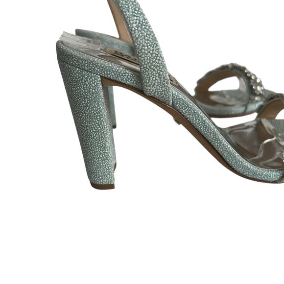 Badgley Mischka Tasmine Tall Evening  Heeled Sandal In Soft Blue Size 6 - Picture 4 of 13